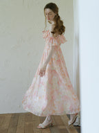 Peach Blossom Off-Shoulder Ruffle Dress
