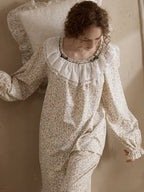 Vintage Floral Lace Collar Pajama Set