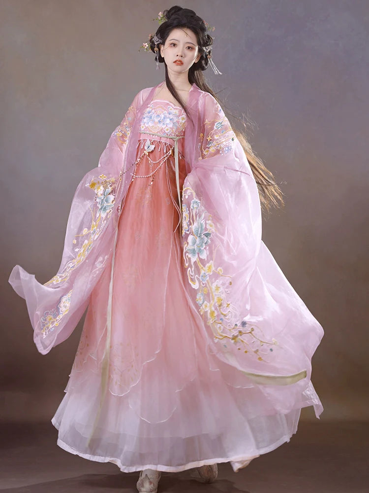 Pink Sunlight - Tang Dynasty Style Hanfu Dress Heziqun