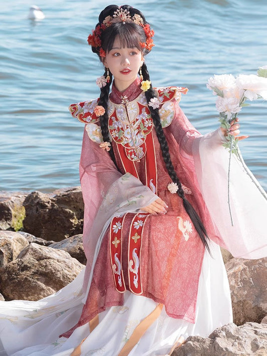 Qing Luo 卿落 - Cloud Collar & Pleated Skirt Ming Dynasty Hanfu Set