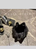 Rhinestone-Embellished Drawstring Bucket Bag