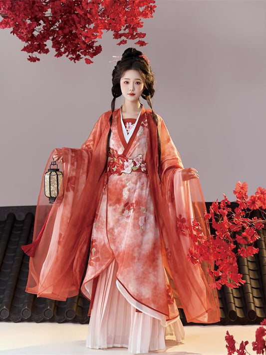 Red Scarlet 红绯 - Warring States and Han Dynasty Straight Hem Robe