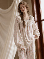 Vintage Floral Lace Collar Pajama Set