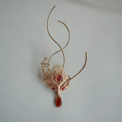 Hanfu Hair Accessories Set: Red Flame Moon Song