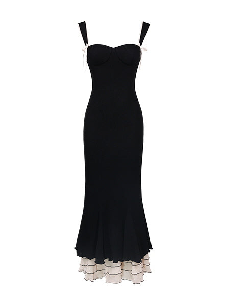 Midnight Elegance Tiered Hem Dress