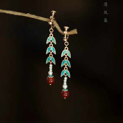 Bamboo Leaf Chinese Style Earrings
