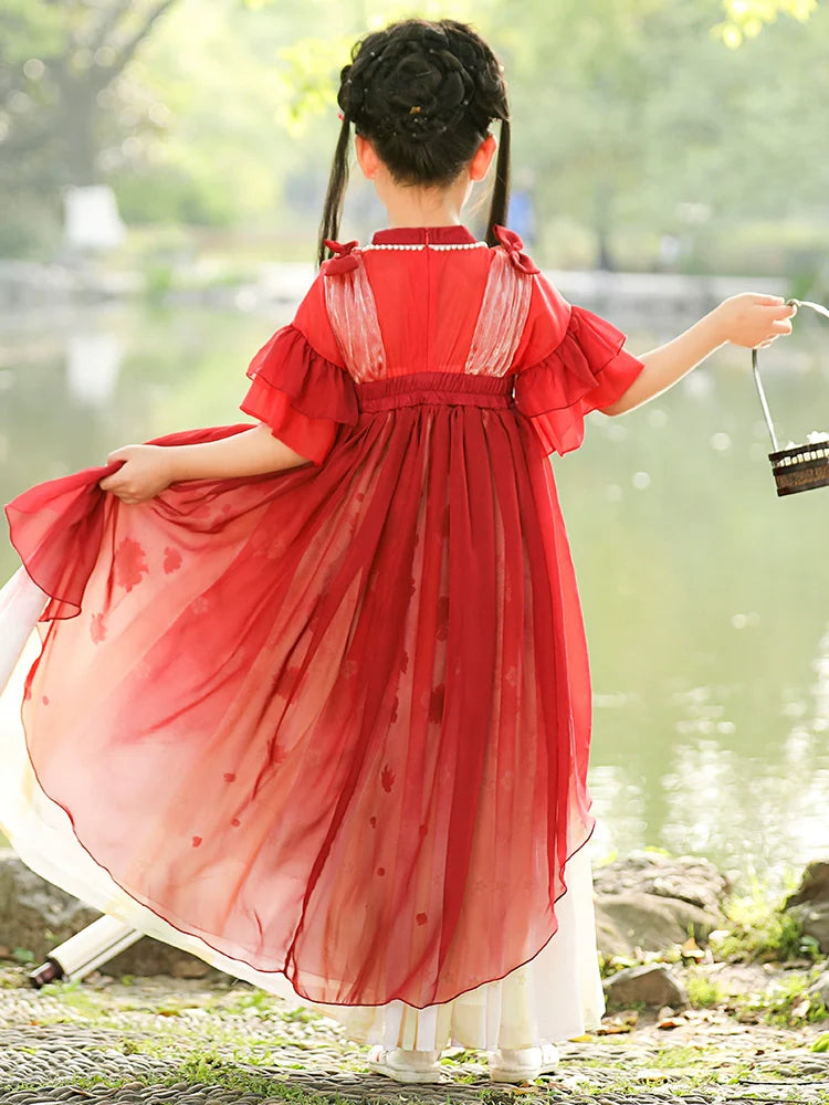 Ruby - Tang Dynasty Hanfu Dress, Princess Costume for Girls