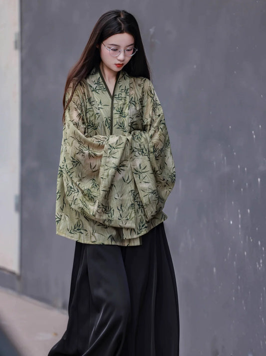 Yujun 玉君 - Modern Wei Jin Northern Dynasties Bamboo Cardigan (Preorder)