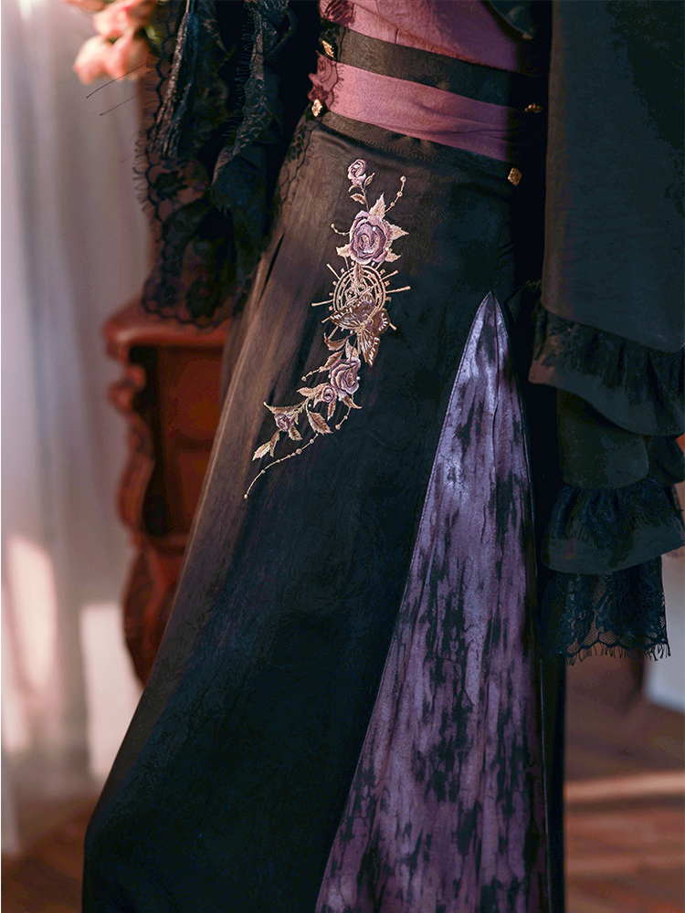 Night Earl 夜伯爵 - Dark Qi Lolita Black Lace Chinese Style Outfit (Preorder)