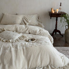 Ivory Butterfly Lace Ruffle Bedding Set