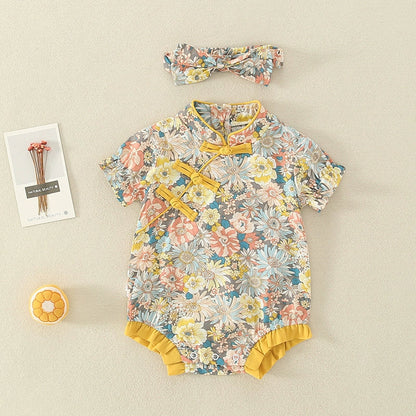Retro - Cheongsam Style Baby Onesies for Girls