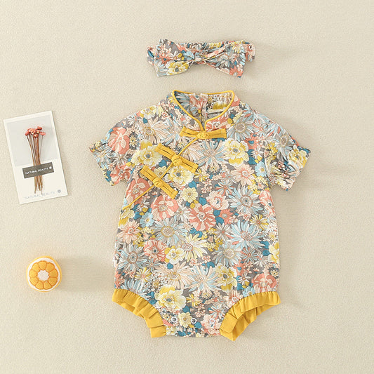 Retro - Cheongsam Style Baby Onesies for Girls