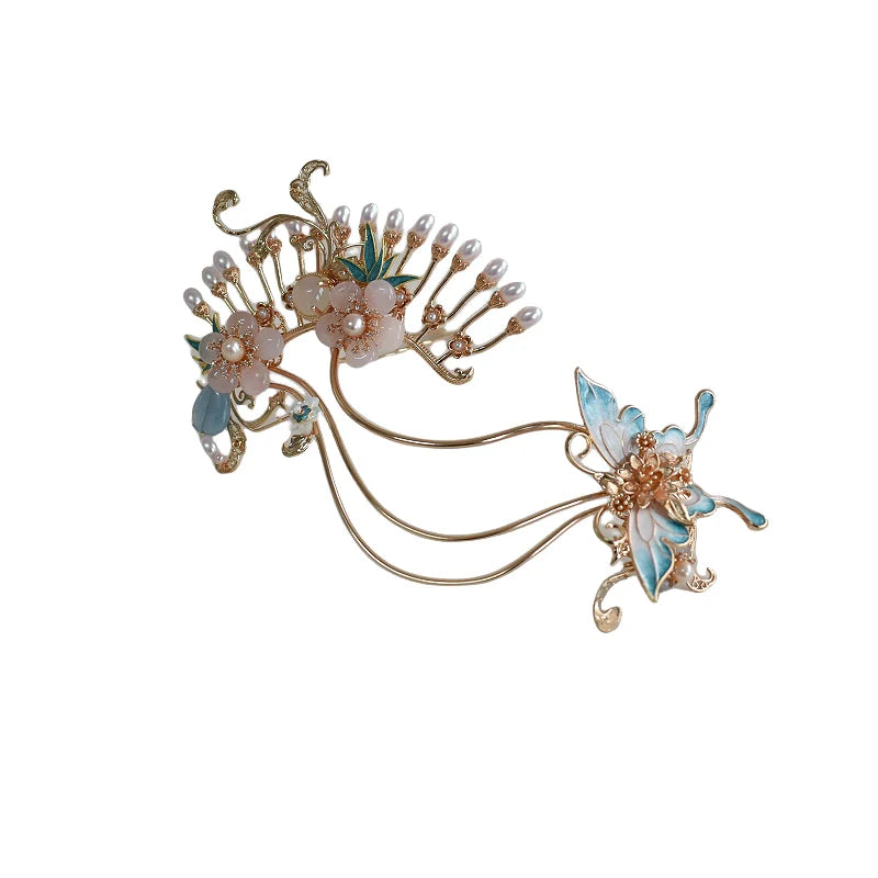 Hanfu Hair Accessories Set: Smoke and Rain Flowers