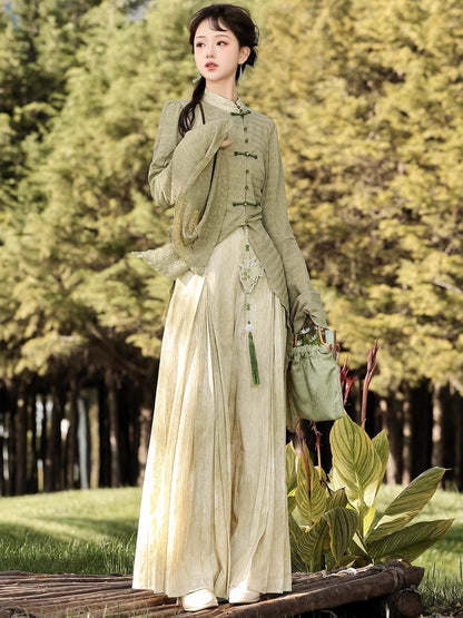 Qingti 青提 - New Chinese Style Modern Cheongsam Outfit