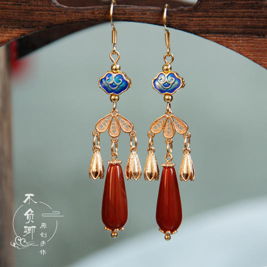 Iridescent Clouds Chinese Style Earrings