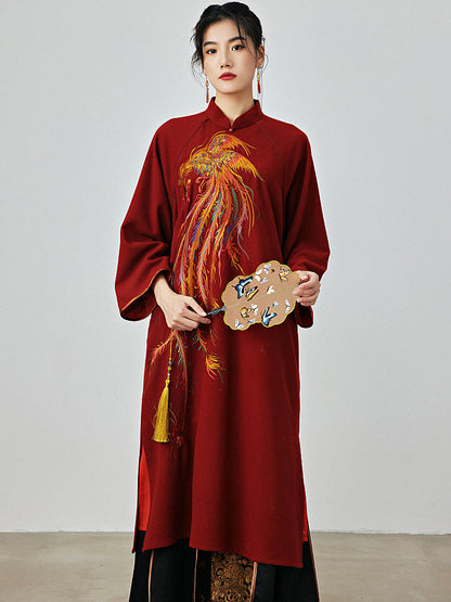 Vintage Phoenix - Wool Cheongsam Dress for Autumn and Winter