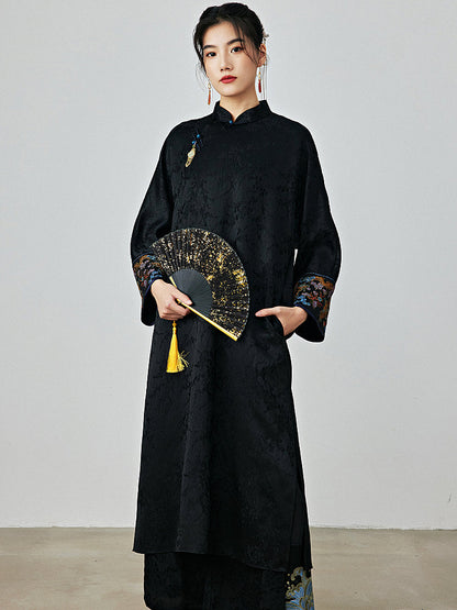 Onyx - Jacquard Satin Cheongsam Dress
