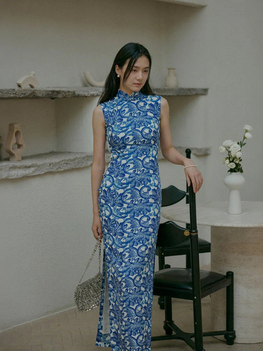 Blue Glaze 蓝釉 - Spring and Summer Short Sleeve Hong Kong-Style Ramie Cheongsam (Preorder)