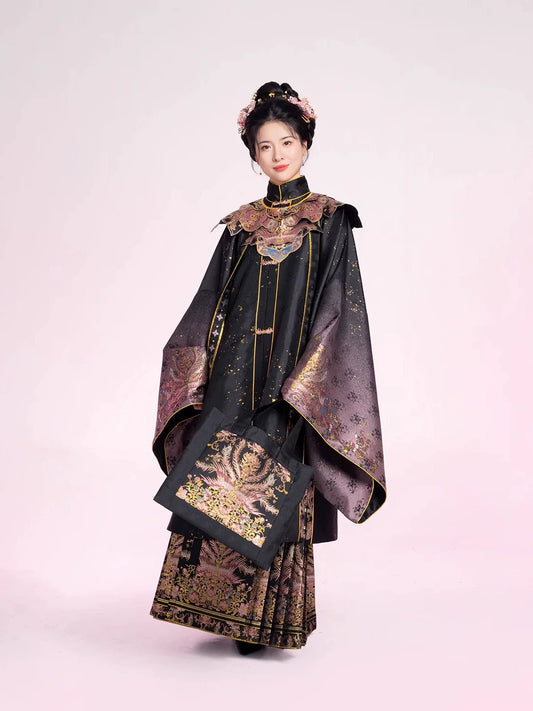 Pink Meteor 粉翠流丹 - Cloud Collar & Mamianqun Ming Dynasty Hanfu Set for Graduation (Preorder)