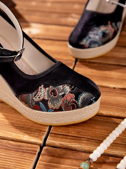 Elena - Wedge Heels Embroidered Qipao Shoes