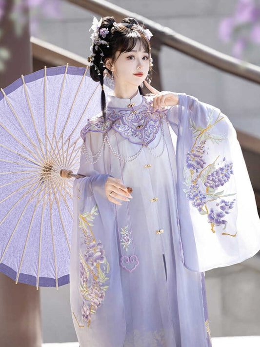Wisteria 紫藤 - Robe & Mamianqun Ming Dynasty Hanfu Set