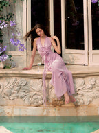 Lilac Rose Cascade Chiffon Dress