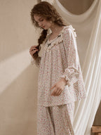 Vintage Floral Ruffle Pajama Set
