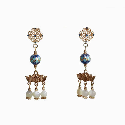 Lotus and Koi Chinese Style Earrings