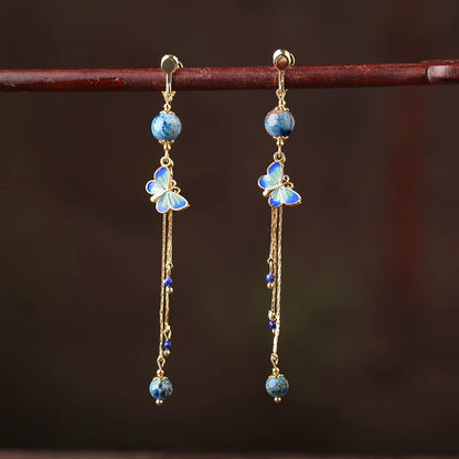 Blue Butterfly Chinese Style Earrings