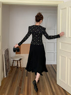 Black Vintage Floral Blouse