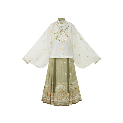Dark Incense Fan 暗香执扇 - Round Collar Top & Mamianqun Ming Dynasty Hanfu Set