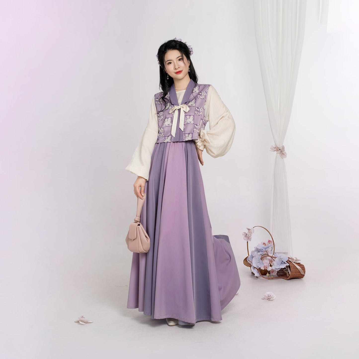 Taro Milk Tea 芋泥奶茶 - New Chinese Style Tang Dynasty Beizi Hanfu (Preorder)