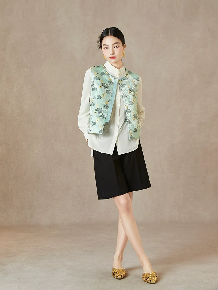 Mint Clouds - New Chinese Style Jacquard Women Vest