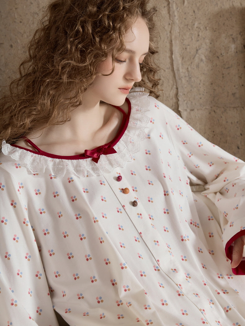 Cherry Blossom Ruffle Pajama Set