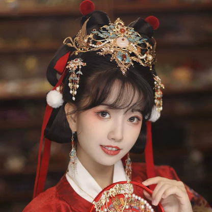Hanfu Hair Accessories Set: Red Dust