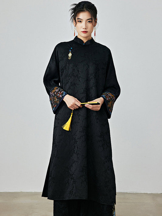 Onyx - Jacquard Satin Cheongsam Dress