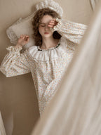 Vintage Floral Lace Collar Pajama Set