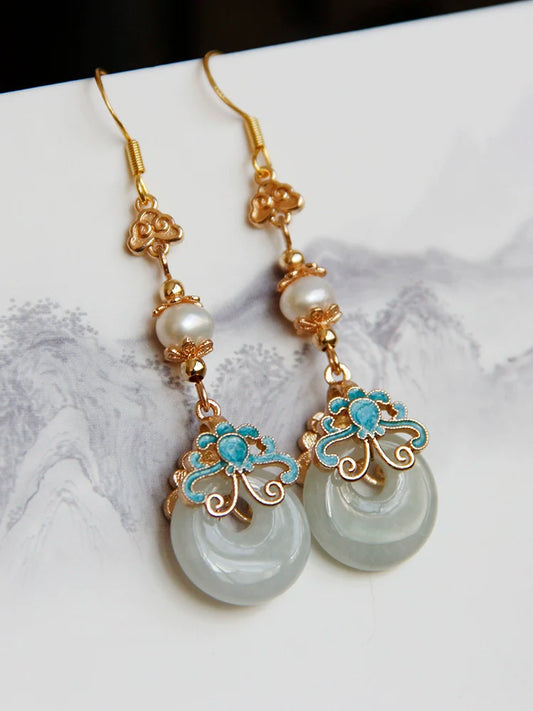 Jade Ping'an Chinese Style Earrings