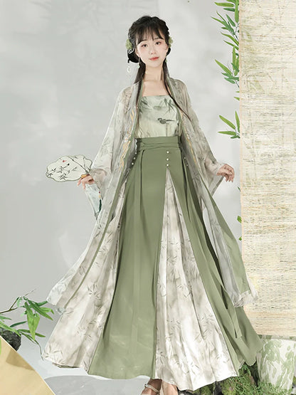 Light Ink Green Bamboo 淡墨青竹 - Modern Song Dynasty Hanfu Outfit