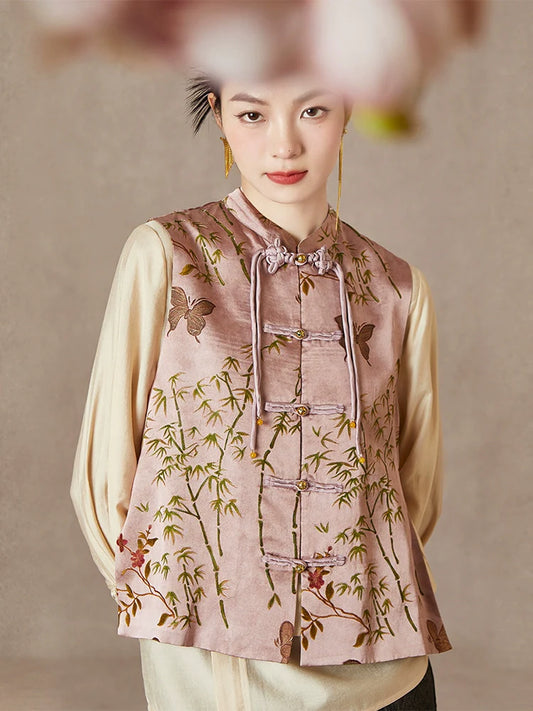 Fluttering Butterflies - New Chinese Style Jacquard Women Vest