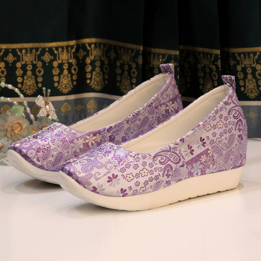 Golden Jade Leaf - Traditional Satin Shoes for Hanfu