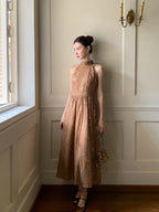 Golden Bloom Halter Dress