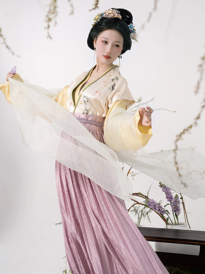 Qiantong 芊桐 - Tang Dynasty Style Beizi Silk and Satin Qiyao Ruqun (Preorder)