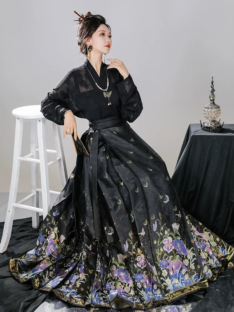 Ming Dynasty Modern Hanfu, Mamianqun, Flower Spirit 花为棂