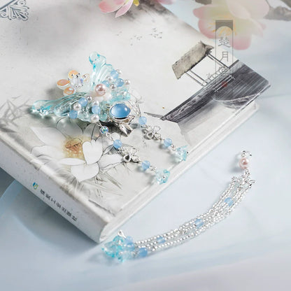 Hair Clips: Aquamarine Butterflies