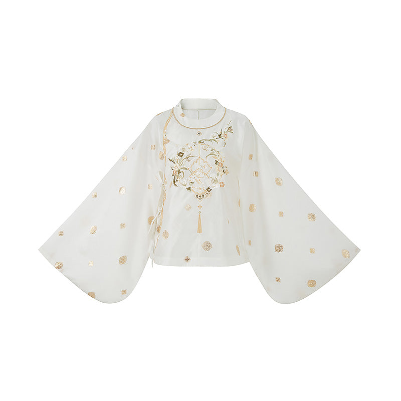 Dark Incense Fan 暗香执扇 - Round Collar Top & Mamianqun Ming Dynasty Hanfu Set