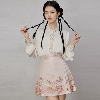 Ming Dynasty Modern Hanfu, Mamianqun, Rose 鎏金玫瑰 (Preorder)