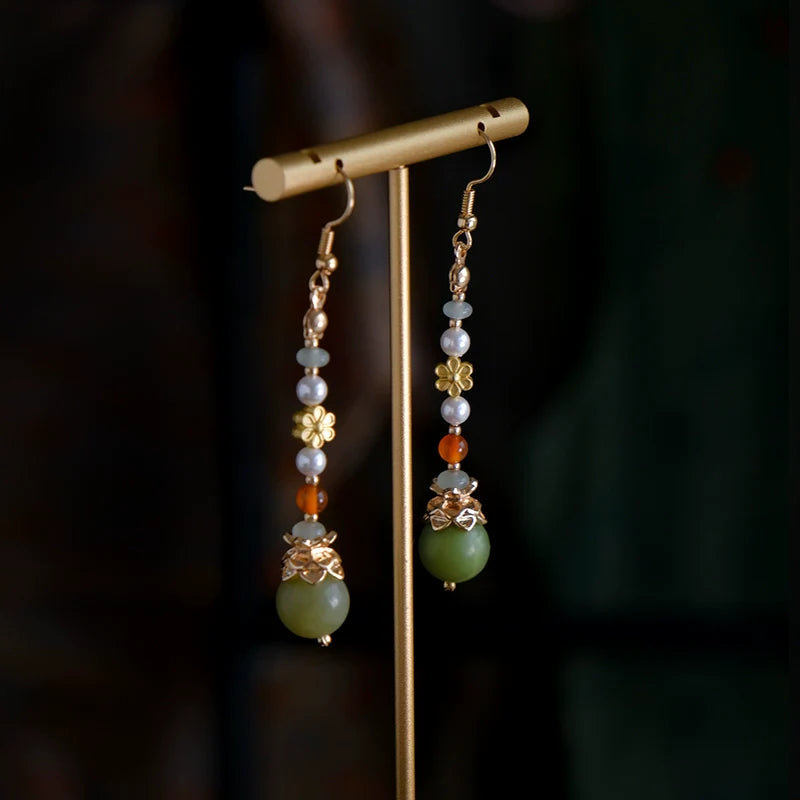 Vintage Stone Chinese Style Earrings