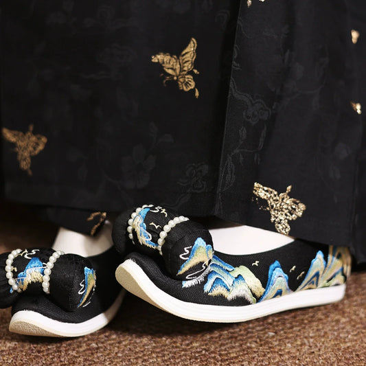 Riley - Embroidered Chinese Hanfu Bow Shoes