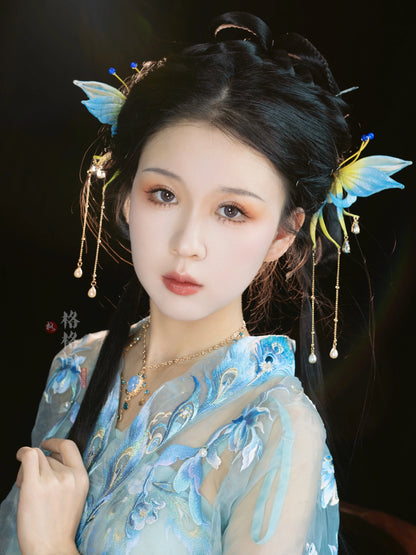 Hair Pins: Emerald Butterfly